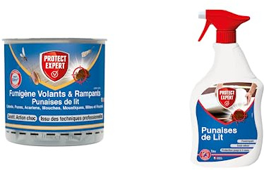 PROTECT EXPERT Pack Anti-Punaises de Lit - Spray 1L + Fumigène | Action Longue Durée - Sans Odeurs - Efficacité Radicale - Traitement Complet - KITPDL