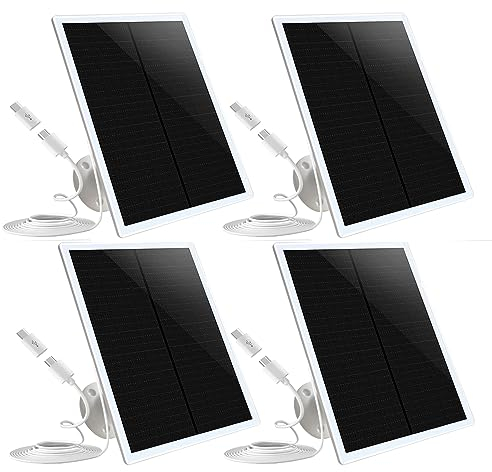 4-Pack Solar Panel Camera Charging Charger Fit for Security EufyCam 3C S300/3/2C,Eufycam 2C Pro/Eufy Camera 2/Eufycam 2 Pro,Solocam E E20 E40 S40,Solocam L40 L20 Camera Micro USB Type-C 10FT Cable