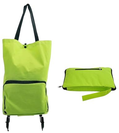Trolley Pieghevole Verde - Carrello della Spesa Impermeabile in Tessuto Oxford, Borsa Portatile per Supermercato