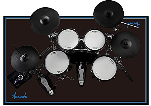 Aucuda Schlagzeugteppich, 120x140cm rutschfest Schalldicht Drum Teppich Matte Innen und Außen, Elektronisches Jazz Schlagzeug Kit für Bass Snare Drum, Indoor Schallschutz Akustik Teppich, Schwarz.