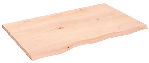 vidaXL Tischplatte, Schreibtischplatte mit Naturkante, Holztischplatte für Esstische Couchtische, Esstischplatte Couchtischplatte DIY Platte, Massivholz Eiche Unbehandelt