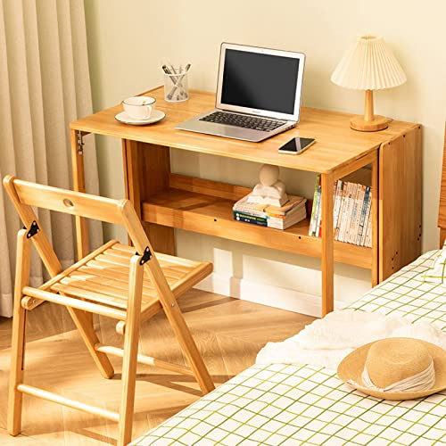 KAZUP Klappbarer Computertisch, natürlicher Bambusschreibtisch, tragbarer Schreibtisch, Arbeitszimmer, Studentenschreibtisch, Kleiner Home-Office-Schreibtisch (31 Zoll, Natur)