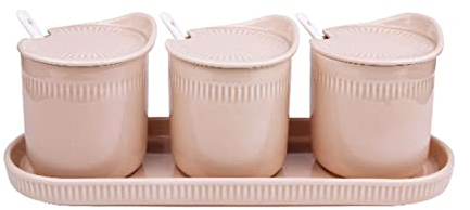 Dispensador azucarero,bote condimento, Azucarero con tapa, bote de condimento for salero de azúcar, tarro de almacenamiento de azúcar, tarro de especias for recipiente de azúcar-rosa-300ML ( Color : 3