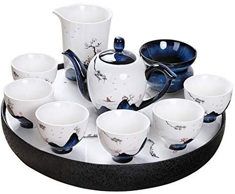 Servizio da tè Dipinto a Mano, teiera Semplice in Stile Giapponese, Servizio da tè Kung Fu, Semplice Vassoio da tè in Ceramica, 10 Servizi da tè, Servizio da tè (Colore : A) (B) (A)