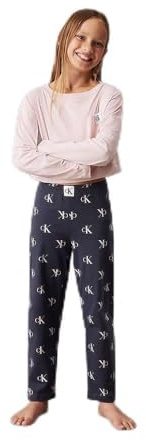Calvin Klein Mädchen Pyjama-Set Knit Pj Set Lang, Mehrfarbig (Peachwhip/W/AOP), 12-14 Jahre