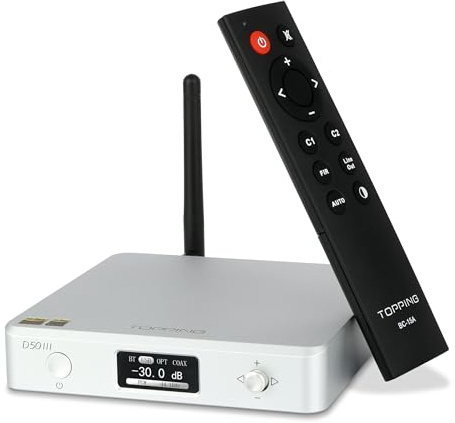 TOPPING D50 III DAC-Vorverstärker – LDAC Bluetooth 5.1 Dual ES9039Q2M D/A-Chips unterstützt DSD512 PCM768 kHz, PEQ-Anpassung und Fernbedienung