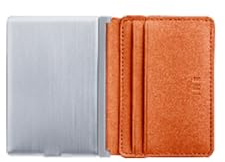 Iné Plånbok med inbyggt batteri på 3 000 mAh, återvunnet läder, korthållare, ultratunn plånbok med 4 kort, RFID-skydd, unisex korthållare, smal plånbok orange