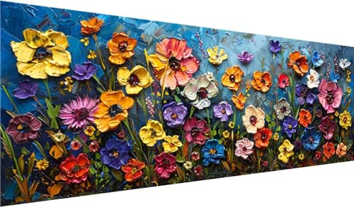 Diamond Painting XXL 200x80 cm, DIY Farbe Diamant Painting Bilder, 5D Blume Diamond Painting Set, Diamant Kristall Strass Kreuzstich Painting, Diamond Painting Erwachsene für Zimmer Deko Wohnzimmer