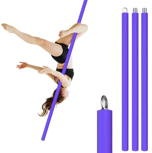 Dreamlin 3m Aerial Flying Pole Portable Suspension Yoga Fitness Tube Hanging Rotary Silicone Steel Dancing Pole Gym Equipment for Home (Purple)
