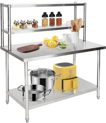 CStern Edelstahltisch Höhenverstellbar für Küche & Gastronomie –120×60 cm Edelstahl Arbeitstisch mit Doppelter Aufbewahrung,250 kg Tragkraft,Ideal für Outdoor,Küche & Gewerbe