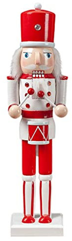 Luzhengyang Ensemble de décoration casse-noisette traditionnel en bois fait à la main | Peinture | Excellente décoration de Noël et cadeaux | Marionnette festive pour fête de Noël – Soldat blanc