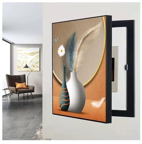AFGZQ Cache Compteur Electrique Cache Tableau Electrique Decoratif Cacher Les Peintures Art Mural avec Cadre Poster Décoration Salon(Blue,40x60cm)