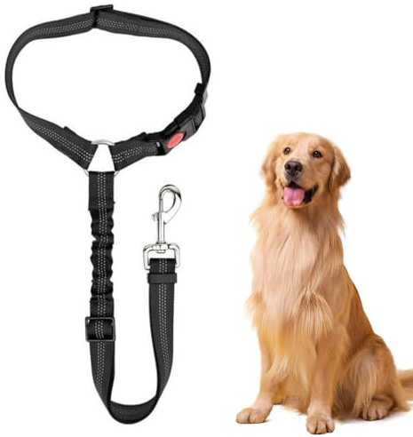 SIVZUMO Cintura Sicurezza Cani Auto, Cintura Sicurezza Cani per Poggiatesta Auto, Prevenire interferenze con la guida, con Striscia Riflettente e Ammortizzazione Elastica