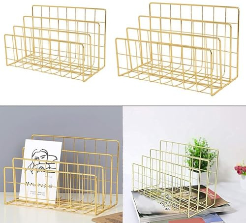 Organisieren Sie mit dem Schreibtisch-Aktenhalter aus Draht, erhältlich in Gold oder Roségold (Roségold (goldfarben (klein))