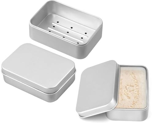 Bangbobi Seifendose aus Aluminium - Set 3 Stück Seifenboxen mit Abtropfgitter, perfekt für Reisen, Seifenbox, Soap Box und Seifenschale, Robuste und langlebige Seifendose