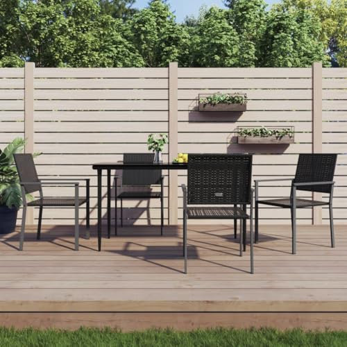 ShGaxin Gartenstühle 4 STK. Schwarz 54x62,5x89 cm Poly Rattan Gartensessel, Campingstuhl, Hochlehner, Balkonmöbel, Balkonstuhl, Terrassenstühle, Balkon Stuhl, 3187083