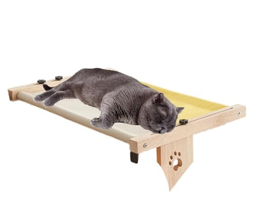 Sedile per gatti per davanzale della finestra, per gatti di casa, per gatti – Lettino regolabile per gatti – Cuccia per gatti con trapunta imbottita per davanzale, comodino, Sch