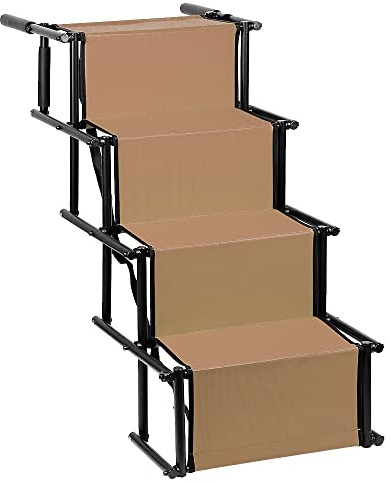 Hunderampe, Hunderampe Auto Klappbar, Hund Auto Rampe, Hundetreppe, Maximale Belastung 75 kg, Einstellbare Größe, Maximale Größe 139 * 45 * 76 cm, Faltbar (Braun, 139 * 45 * 76cm)