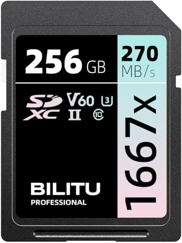 Carte SD UHS-II de 512 Go V60 - Vitesse d'écriture jusqu'à 150 Mo/s - Vitesse de lecture jusqu'à 280 Mo/s - Convient aux blogueurs vidéo professionnels, cinéastes, photographes