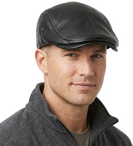 BUDUBIBI Newsboy Cap aus Leder für Herren, verstellbar, klassische Baskenmütze, Golf, Cabbie, Gatsby, Efeu, Fahren, Jagd, flache Kappe