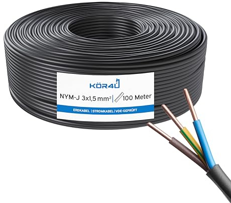 kör4u NYY-J Erdkabel 3 x 1,5 mm² 100 m für Außenbereich DIN VDE 0276-603