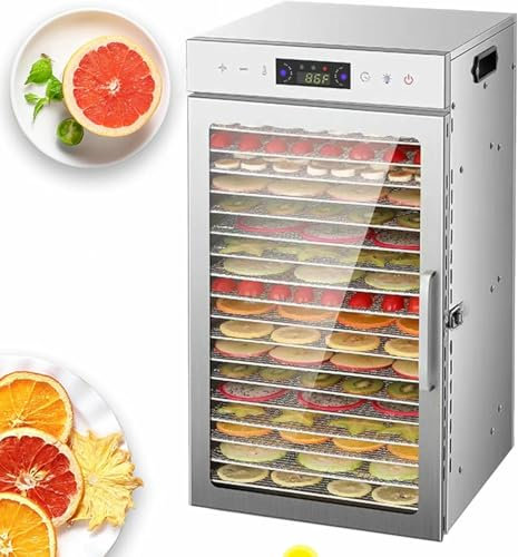 VYUJHNBG Deshidratador de Alimentos, deshidratador para Alimentos y cecina, máquina Secadora de Alimentos eléctrica, 18 bandejas
