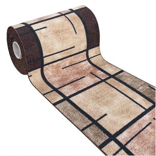 emmevi Tappeto Cucina Bordato Antiscivolo Moderno Passatoia Colori Accesi Marmorizzato 57x280 Cm Marrone