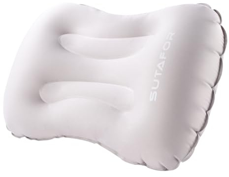 SUTAFOR Cuscino da Campeggio Pieghevole e Portatile Cuscino Gonfiabile da Spiaggia Ultraleggero 73g Cuscino per Viaggio, Attività all'Aperto, Grigio