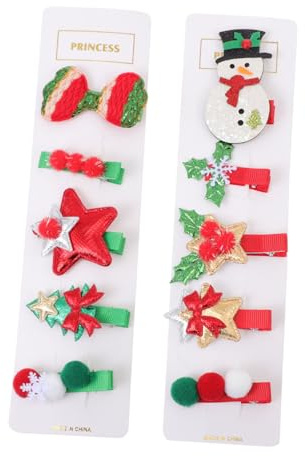 Ipetboom 10stücke Weihnachtshaarspangen Mit Cartoon-motiven Dekorative Haarspangen Haarspangen Für Partys Und Kinderfeste