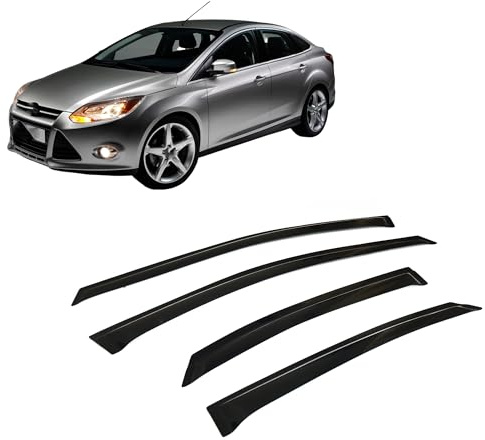 CarJoy Windabweiser Luftabweiser Regenabweiser Seitenfensterabweiser Kompatibel mit Ford Focus III Mk3 2010-2014 Stufenheck Autofenster Regenschutz Deflektoren Externe Passform 4 Stück