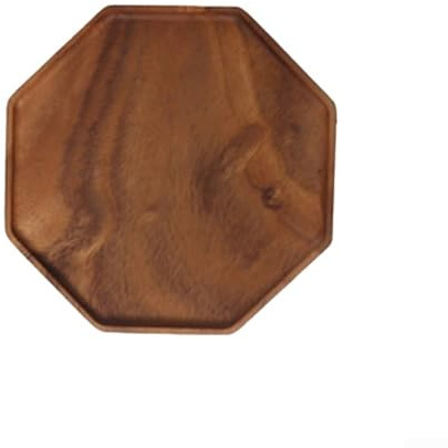 Eawfgtuw Bandeja multiusos de madera de acacia hecha a mano con forma octogonal para desayuno, cena, fiesta, decoración de mesa, encimera de cocina, organizador de baño (grande)