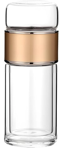 Botella infusora de té de hojas sueltas de 16.9 onzas, taza de viaje de vidrio aislada de doble pared, vaso resistente al calor con colador de acero inoxidable, ideal para el trabajo, la escuela, el