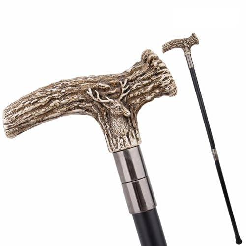 Bastón de Ciervo Blanco 94 cm para Hombre - Plegable 3 Piezas, Ideal para Mayores, Apoyo Equilibrio, Movilidad y Rodillas
