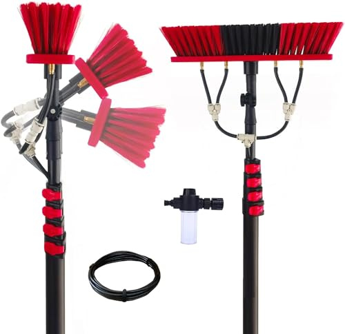 LMMIAOZ Brosse de Lavage avec Manche télescopique 3,6-6 m Extensible pour Nettoyage de système Solaire, Toit de terrasse, Nettoyage de vitres, kit de Nettoyage de véranda photovo
