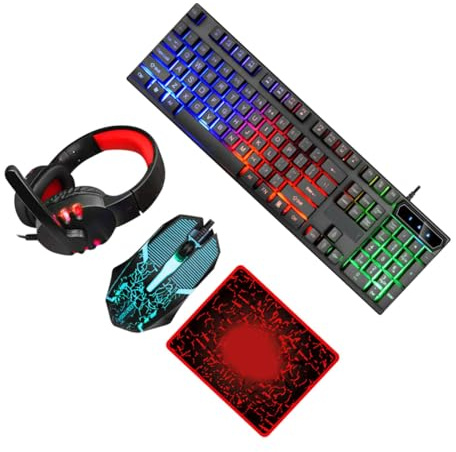 LRXIYODE USB Keyboard Mouse Combo Rgb Keyboard Mouse Ergonomic Fashionable Design Easy to Install Office and Gaming Use Black Colorful Backlit