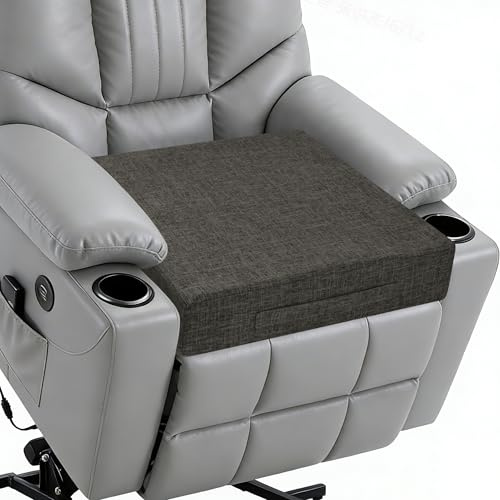 FlyGulls Recliner Cushions for Elderly 20X20X4 Inch Thick Seat Cushion for Recliner Chair with Non-Slip Bottom and Washable Cover Square Chair Cushions for Couch, Armchair, Floor (1, Dark Grey)