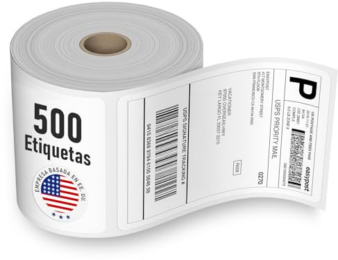 100 x 150 mm (4x6) Thermo-Versandetiketten auf Rolle, 500 Etiketten, Thermodirekt selbstklebend für DHL UPS, perforiert, kompatibel mit Rollo Zebra MUNBYN Polono & den meisten 4x6 Etikettendruckern