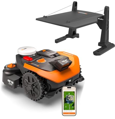 Worx Landroid Vision Cloud WR308E 2WD Mähroboter mit Garage, kabelloser Rasenmähroboter für bis zu 800 m², (KI-Hinderniserkennung, VSLAM + RTK-Cloud-Navigation, Auto-Kartierung, App-Steuerung)