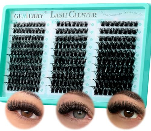GEMERRY Wimpern Extensions 60D/80D/100D Lash Cluster 8-16 mm Lash Extension | DIY Clusterwimpern Mix Cluster Lashes Wimpernbüschel zu Hause(60D/80D/100D, 8-16 mm)