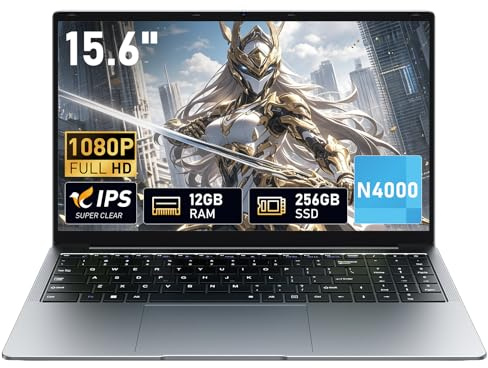 XWU Ordinateur Portable 15,6 avec 12 Go RAM,SSD 256 Go,écran 100% sRGB,processeur N4000 Win 11, Wi-FI 5 Double Bande,Bluetooth 4.2, USB-A, HDMI, écran FHD 1920 x 1080 (12, GB)