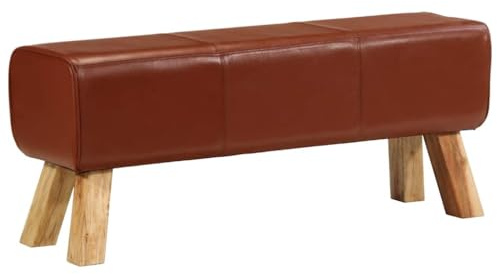 Générique Panca da bok Ginnastica Marrone 110 cm in vera pelle liscia e legno di mango massiccio, imbottitura spessa per un comfort extra