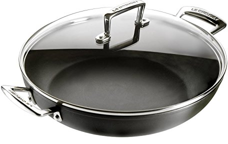 LE CREUSET Toughened Non-Stick Shallow Casserole Pot with Glass Lid, Ø 30 cm, Black, 962002300
