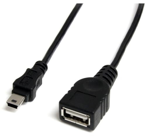 StarTech.com 1 ft Mini USB 2.0 Cable - USB A to Mini B F/M - USB cable - USB (F) to mini-USB Type B (M) - USB 2.0 - 1 ft - black - USBMUSBFM1