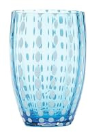 Zafferano Perle Bicchiere Tumbler Lavorato a Mano in Vetro Colorato Trasparente cl 32 h 109mm d 71mm, set 6 pezzi, Acquamarina