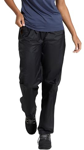 Mountain Warehouse Protectores Impermeables para Mujeres Pakka - de Packaway, Pantalones de la Lluvia de Breathable, Pantalones de Las señoras Negro 48