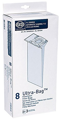 SEB5093 Pack of 8 Paper Dust Bags for SEBO X & C Series Vacuum Cleaners