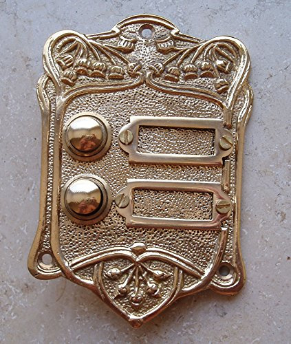Graf von Gerlitzen Antik Messing Klingel 2 Jugendstil Klingelschild Klingelplatte K15P