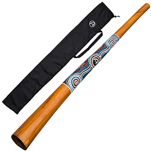 Australian Treasures - HOLZ DIDGERIDOO -130cm - Didgeridootasche aus Nylon - Didgeridoo für Anfänger. KOSTENLOSER DIDGERIDOO-SCHLÜSSELANHÄNGER UND RABATTGUTSCHEIN FÜR DIDGERIDOO-UNTERRICHT INKLUSIVE