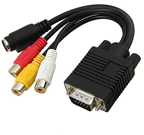 OUOU VGA to RCA Cable〔2 Pack 〕VGA Male to S-Video 3 RCA Jack Female Composite AV TV Out Adapter Converter Video Cable for TV PC Computer AV Projector