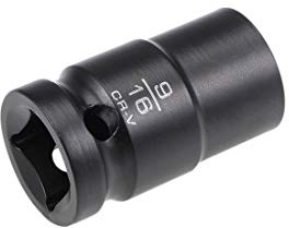 sourcing map 1/2-Inch by 9/16-Inch 6-Point Impact Socket, CR-V Steel, Shallow SAE Sizes